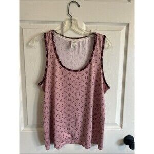 Lucky Brand Women's Tank Top Loungewear Burgundy Pink Floral Size XL